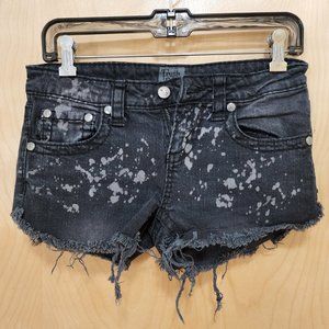 Black Distressed Cutoff Denim Short
